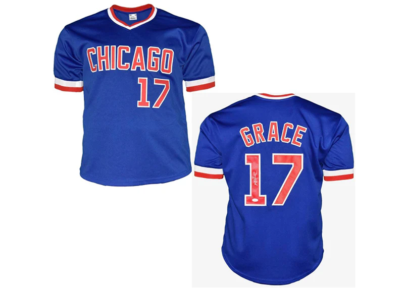 Mark Grace Signed Custom Chicago Blue Baseball Jersey JSA