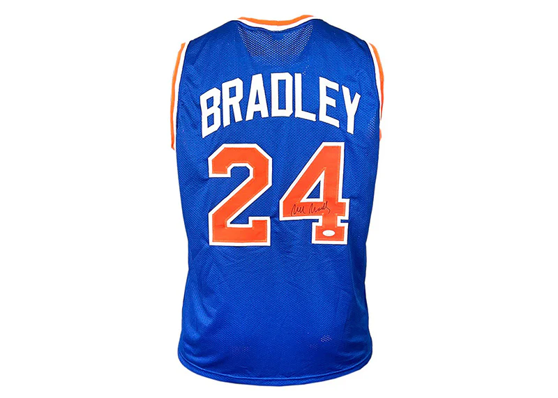 Bill Bradley Signed New York Blue Custom Basketball Jersey (JSA)