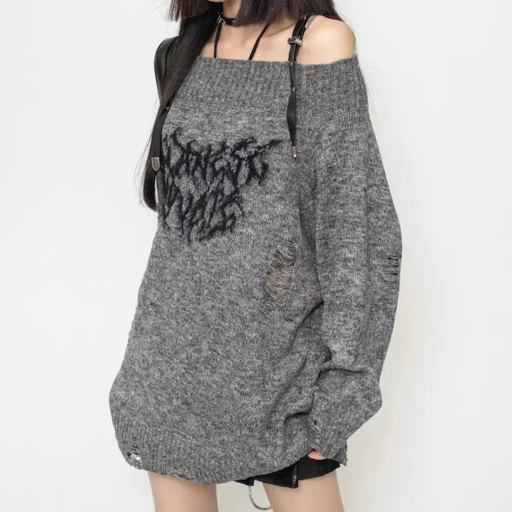 Chic og Varm Off-Shoulder Striktr?je til Efter?r og Vinter