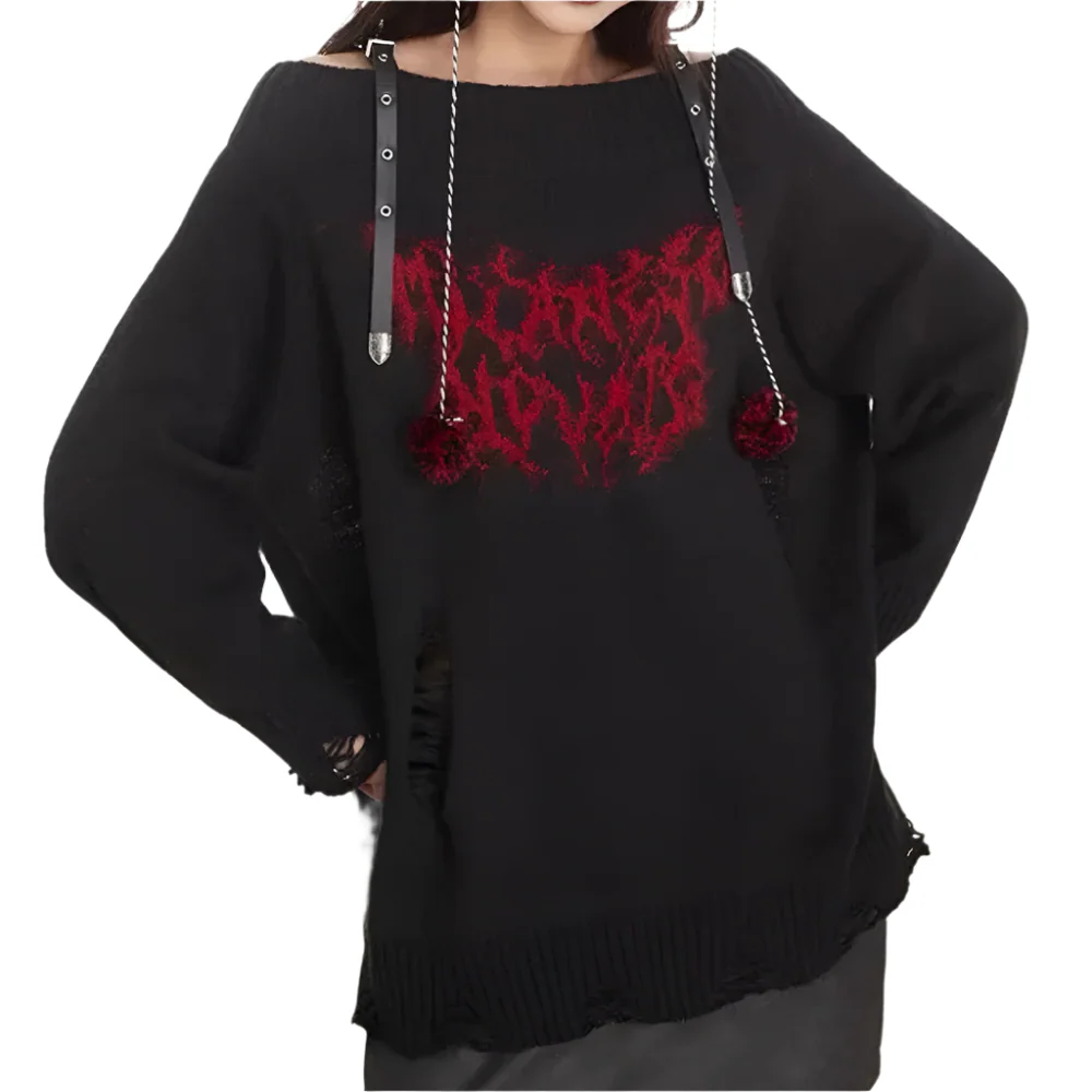 Chic og Varm Off-Shoulder Striktr?je til Efter?r og Vinter