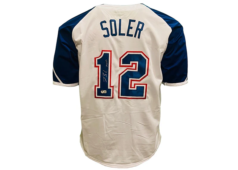 Jorge Soler Signed Custom Atlanta throwback Baseball Jersey Beckett MVP Inscription