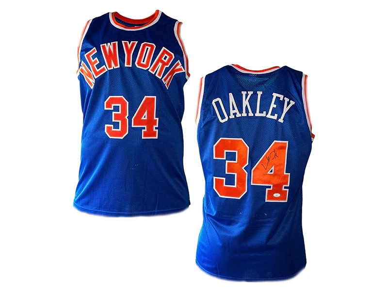 Charles Oakley Signed New York Pro Style Basketball jersey (JSA)