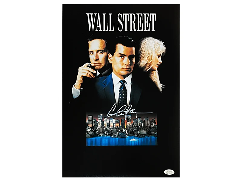 Charlie Sheen ( Bud Fox ) Wall Street Movie Autographed 12x18 Photo JSA
