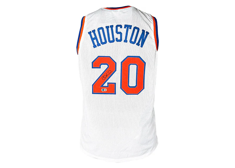 Alan Houston Signed New York White Custom Basketball Jersey Beckett