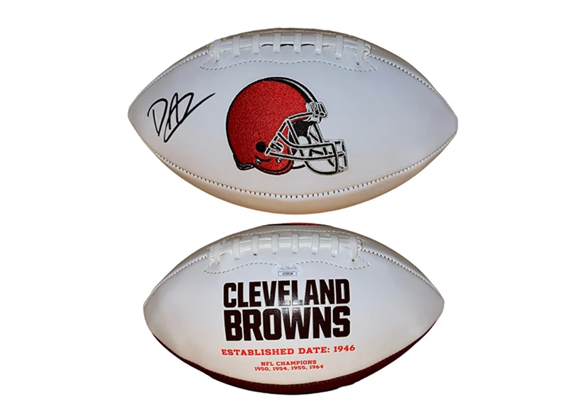 David Njoku Signed Cleveland Browns official Football Logo JSA