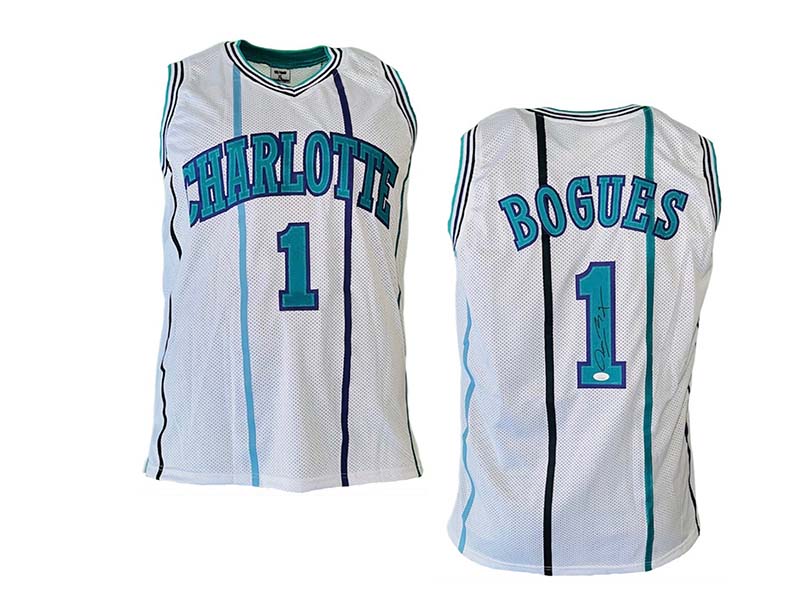 Muggsy Bogues Signed Charlotte Custom White Pinstripe Basketball Jersey JSA