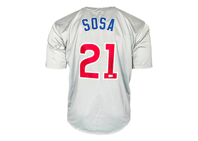 Sammy Sosa Signed Custom Chicago Grey Baseball Jersey JSA