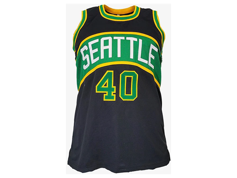 Shawn Kemp Autographed Seattle Black Pro Style Basketball Jersey (JSA)