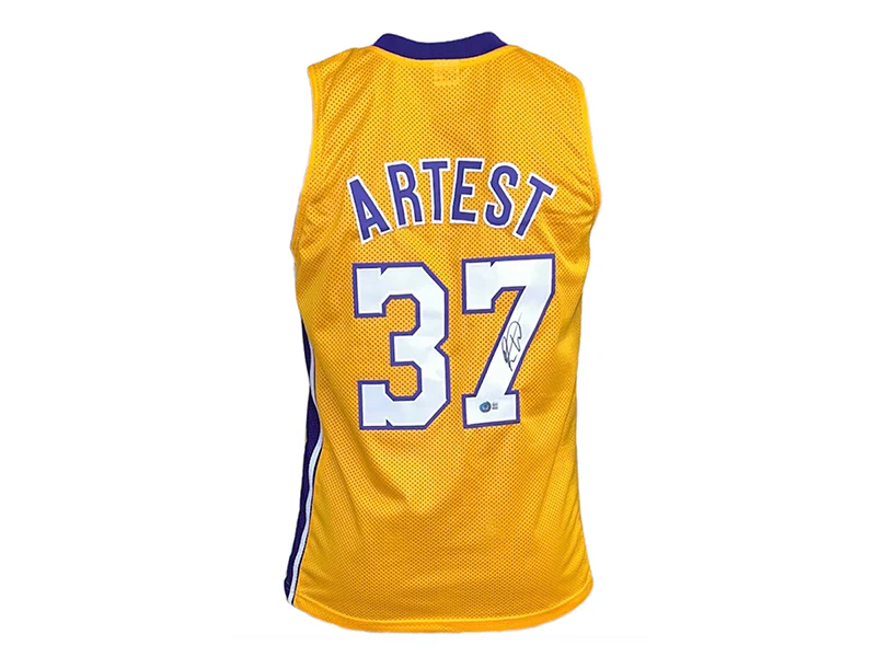 Ron Artest Autographed Pro Style Yellow Basketball  Jersey Beckett