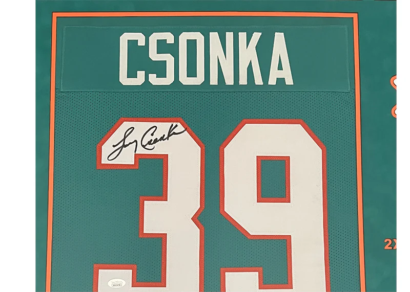 Larry Csonka Signed 32x36 Framed Football Jersey (JSA)