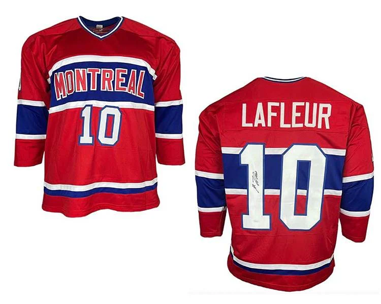 Guy Lafleur Autographed Montreal Red Custom Hockey Jersey (JSA)