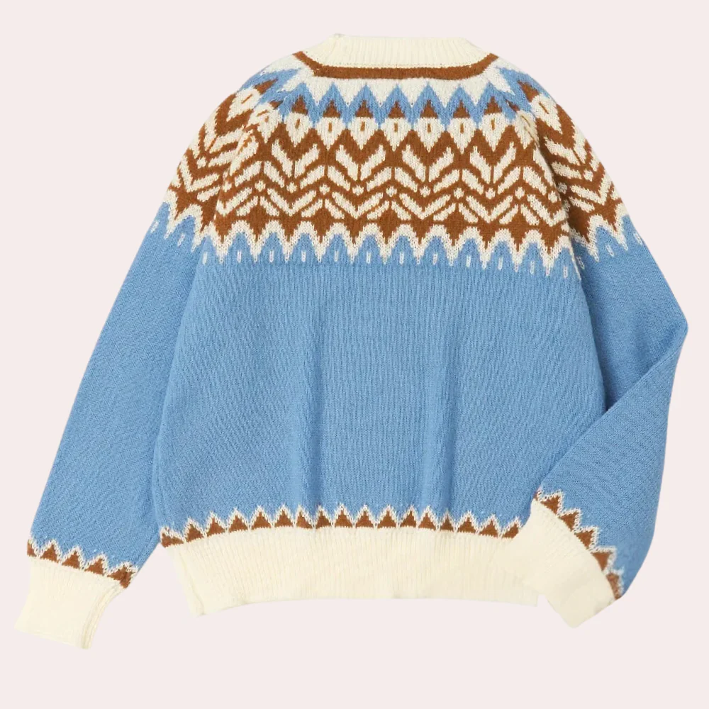 Moderne Oversize Striktr?je til Kvinder med Unikt M?nster