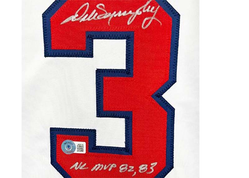 Dale Murphy Signed NL MVP 82,83 Inscription Atlanta White Modern Baseball Jersey (Beckett)