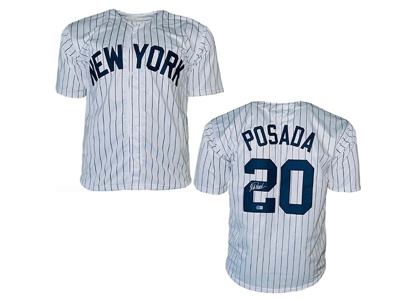 Jorge Posada Autographed New York Pinstripe Pro Style Jersey Beckett