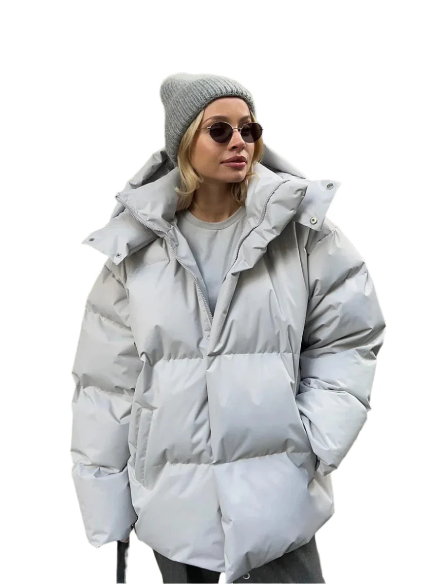 Mode og Komfort Oversized Pufferjakke med Tidsl?st Design