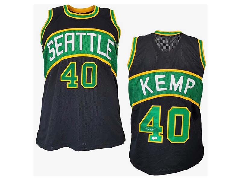 Shawn Kemp Autographed Seattle Black Pro Style Basketball Jersey (JSA)