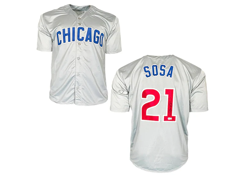 Sammy Sosa Signed Custom Chicago Grey Baseball Jersey JSA