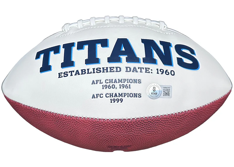 Tony Pollard Signed Tennessee Titans Rawlings Football Logo Beckett