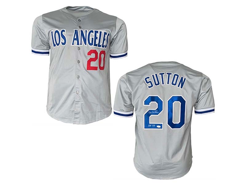 Don Sutton Autographed HOF '98 Los Angeles Pro Style Gray Baseball Jersey (JSA)