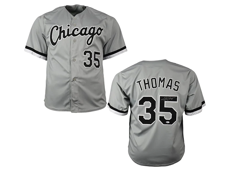 Frank Thomas Autographed Signed Chicago Gray Baseball Jersey (Beckett)