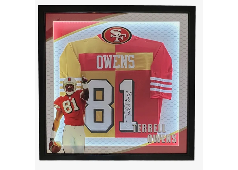 Terrell Owens Signed Signed 3D With LED Lights Red-Gold Framed 35x35 Jersey JSA