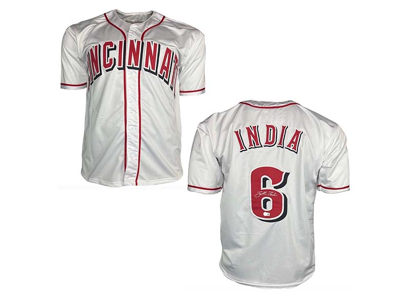 Jonathan India Autographed Cincinnati White Custom Baseball Jersey Beckett