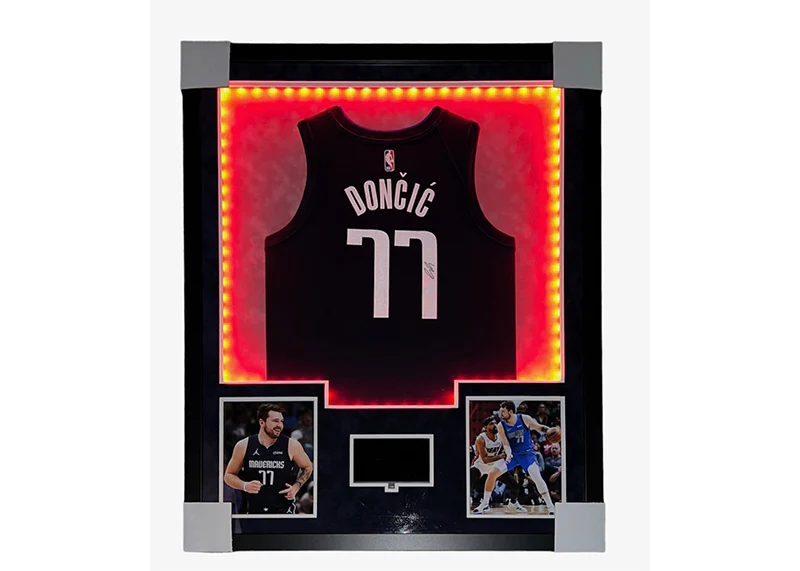 Luka Don?i? Dallas Mavericks Signed 3D Light Up With TV Jersey Frame 34x42 JSA
