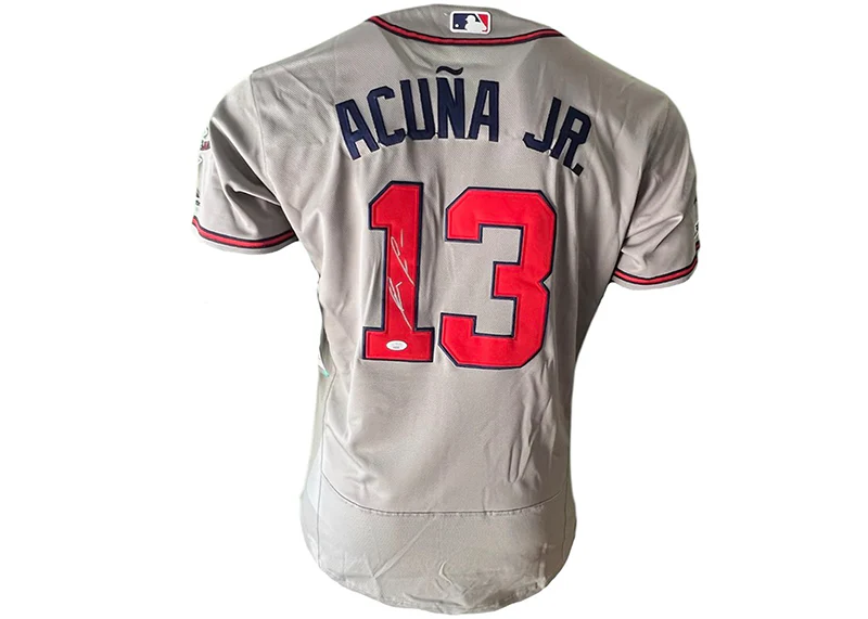 Ronald Acuna Jr. Signed Grey Authentic Nike Atlanta Baseball Jersey JSA