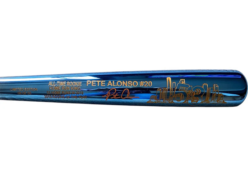 Pete Alonso Signed MLB Rookie Home Run King Chrome Bat