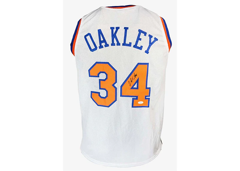 Charles Oakley Autographed New York Custom White Basketball jersey (JSA)