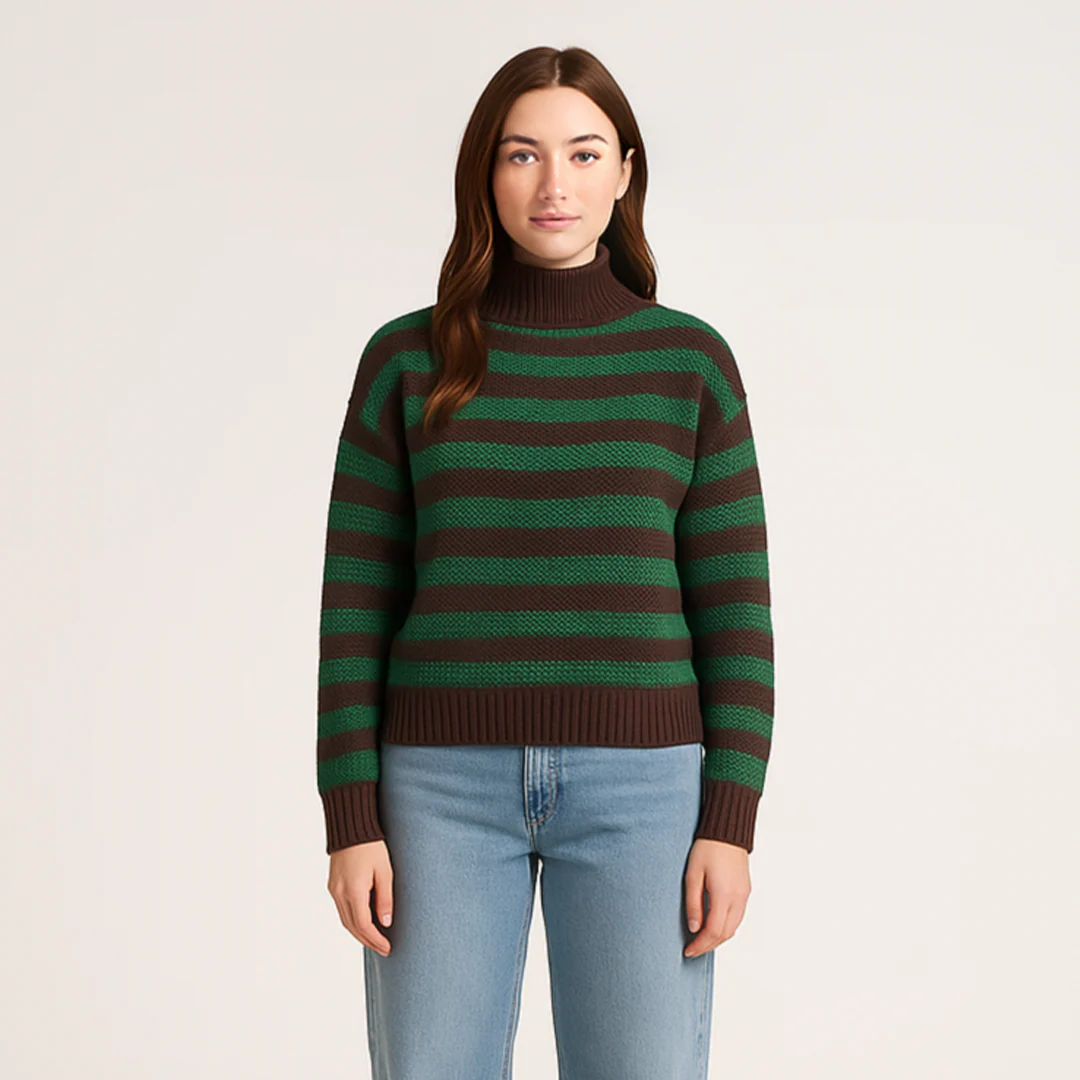 Bl?d og Hyggelig Strikket Sweater med L?s Pasform