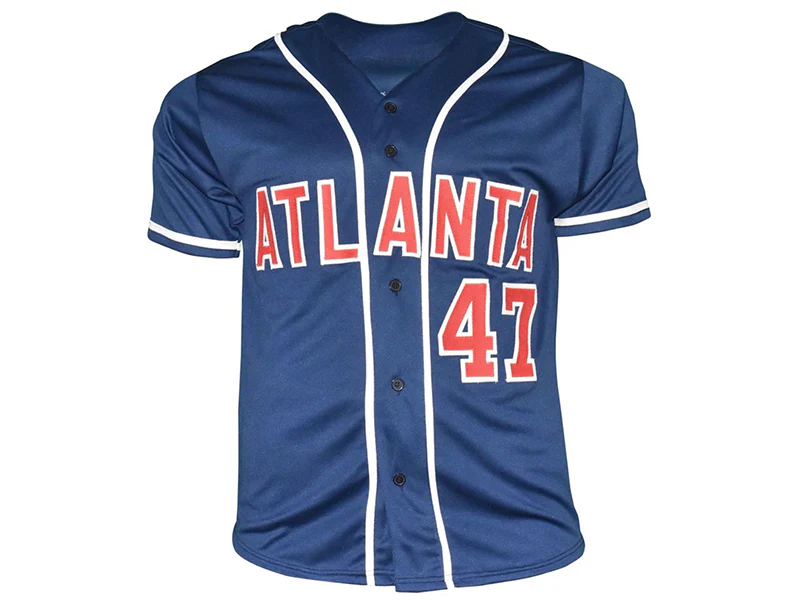 Tom Glavine Autographed Pro Style Baseball Jersey Dark Blue (JSA)