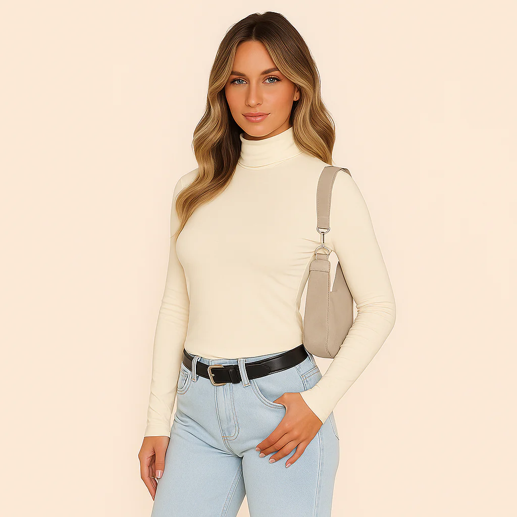 Lang?rmet Rullekrave Top | Smigrende Pasform og Rysseeffekt