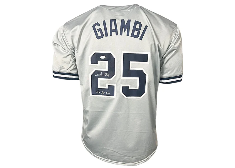 Jason Giambi Signed 5x All Star Insc Custom New York Grey Baseball Jersey JSA