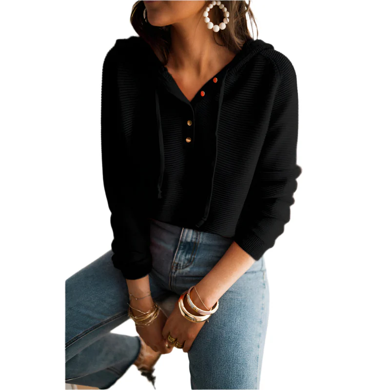 Lang?rmet Dame Hoodie | Knappelukning og Justerbar Pasform