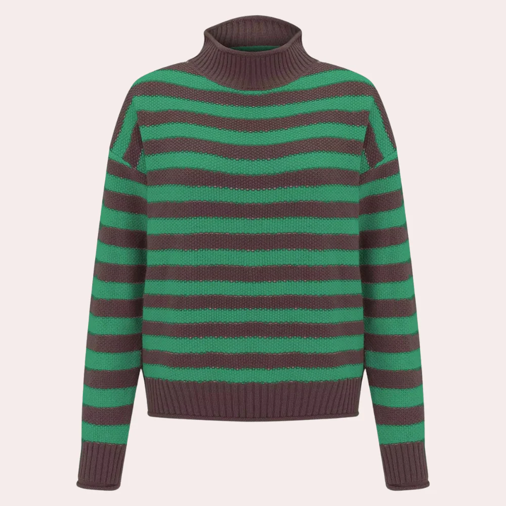 Bl?d og Hyggelig Strikket Sweater med L?s Pasform