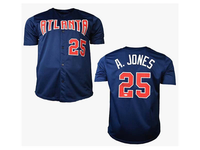 Andruw Jones Signed Atlanta Blue Custom Baseball Jersey (PSA)