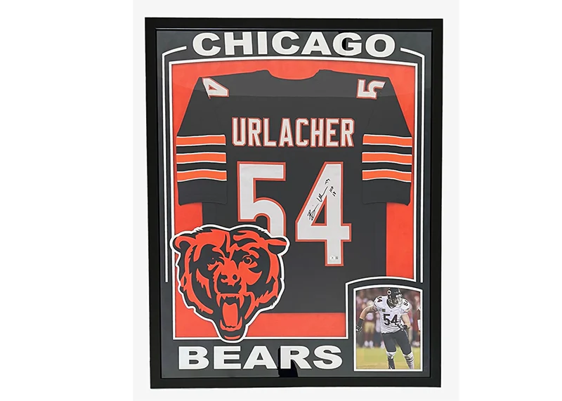 Brian Urlacher Signed HOF 18 Inscription 42x34 Framed Football Jersey Beckett