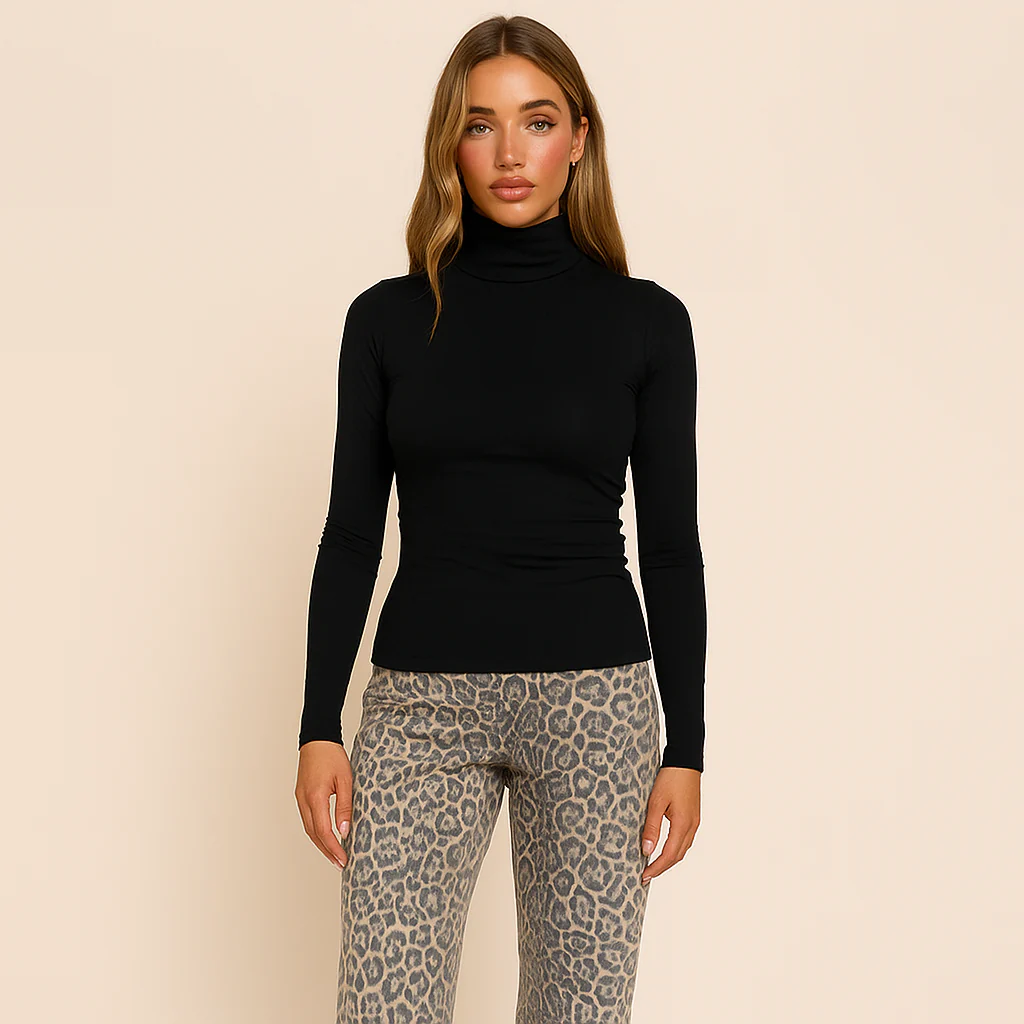 Lang?rmet Rullekrave Top | Smigrende Pasform og Rysseeffekt