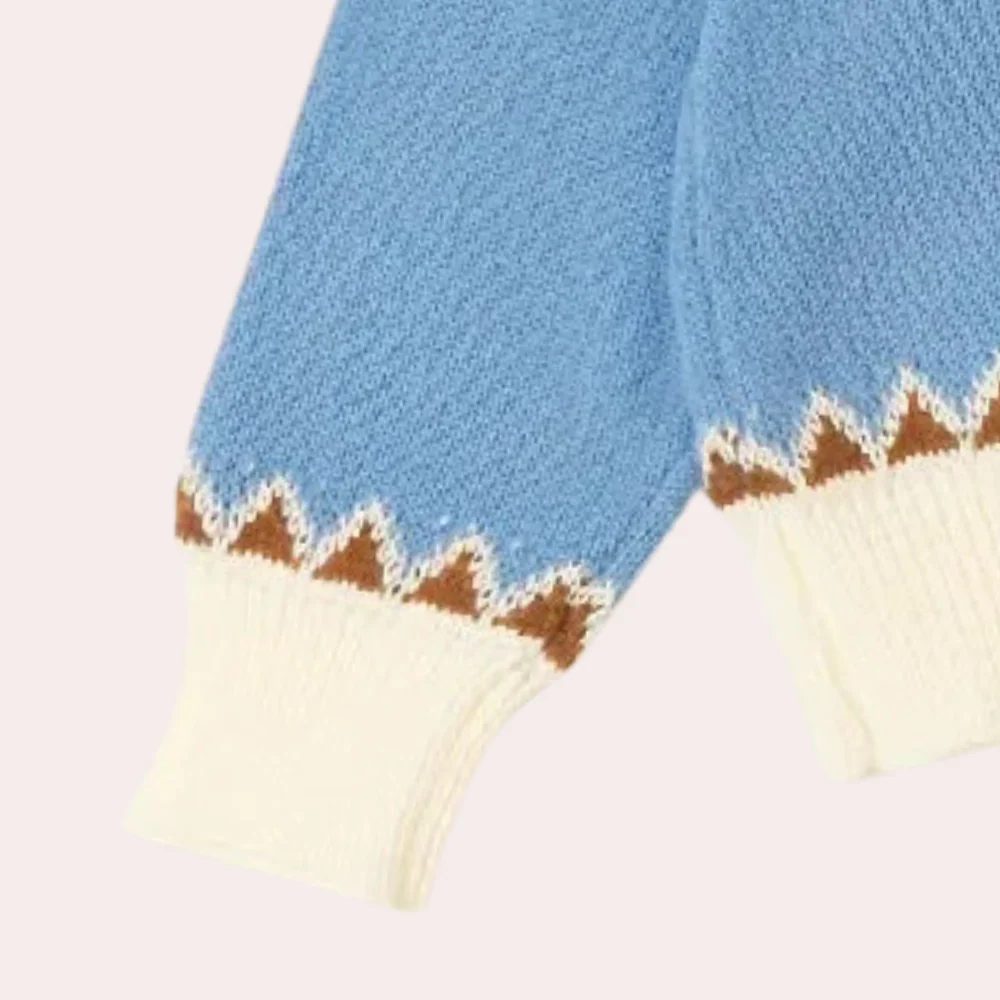 Moderne Oversize Striktr?je til Kvinder med Unikt M?nster