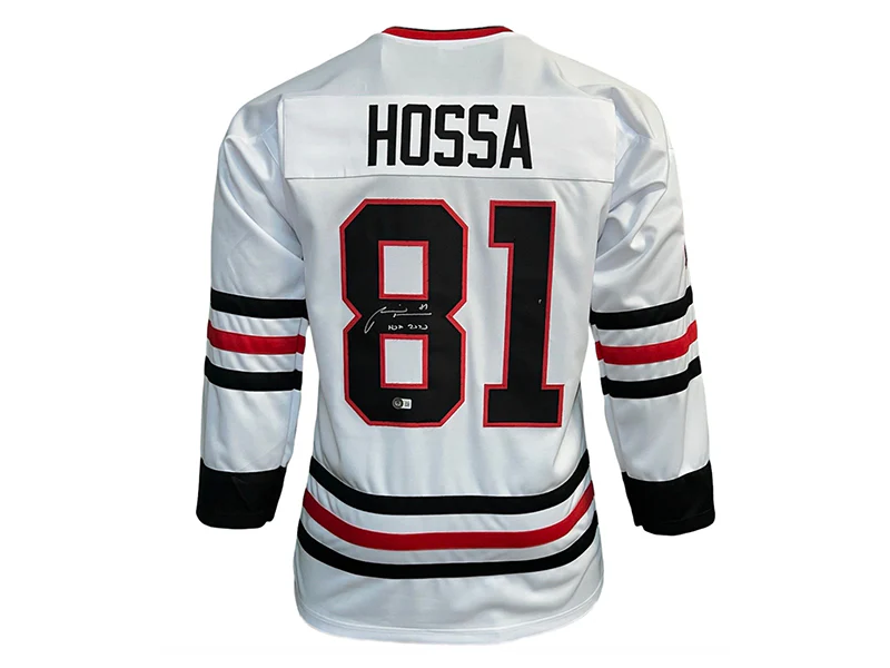 Mari��n Hossa ��HOF-2020�� Insc Autographed White Chicago  Hockey Jersey Beckett