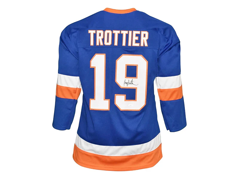 Bryan Trottier Autographed New York Blue Hockey Jersey (JSA )