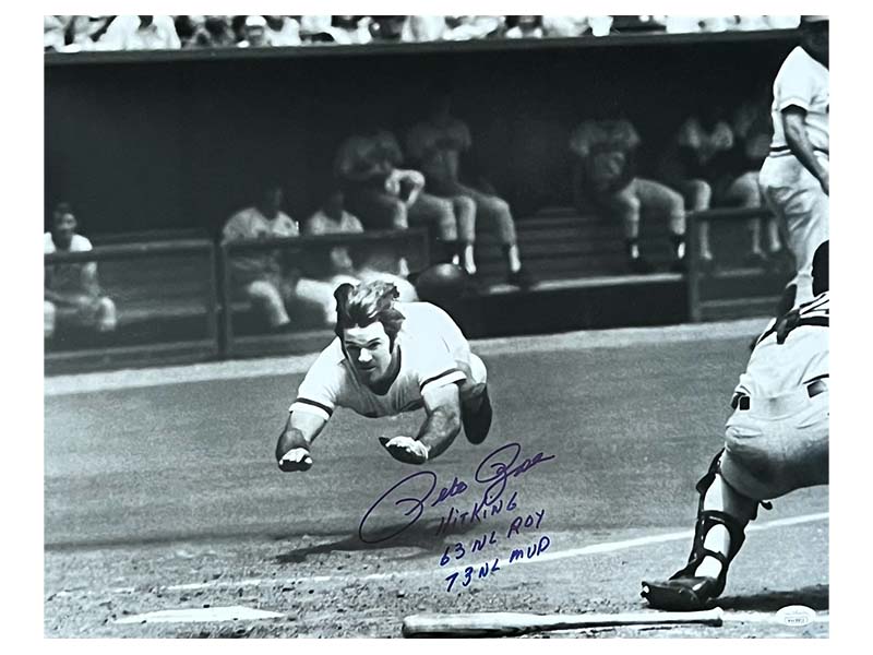 Pete Rose Autographed 16x20 Cincinnati Reds Black & White Photo 'Hit King