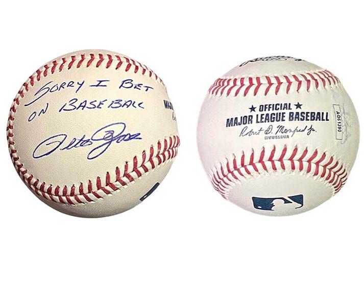 Pete Rose Signed Official MLB ��sorry I bet on baseball�� Inscription Baseball JSA