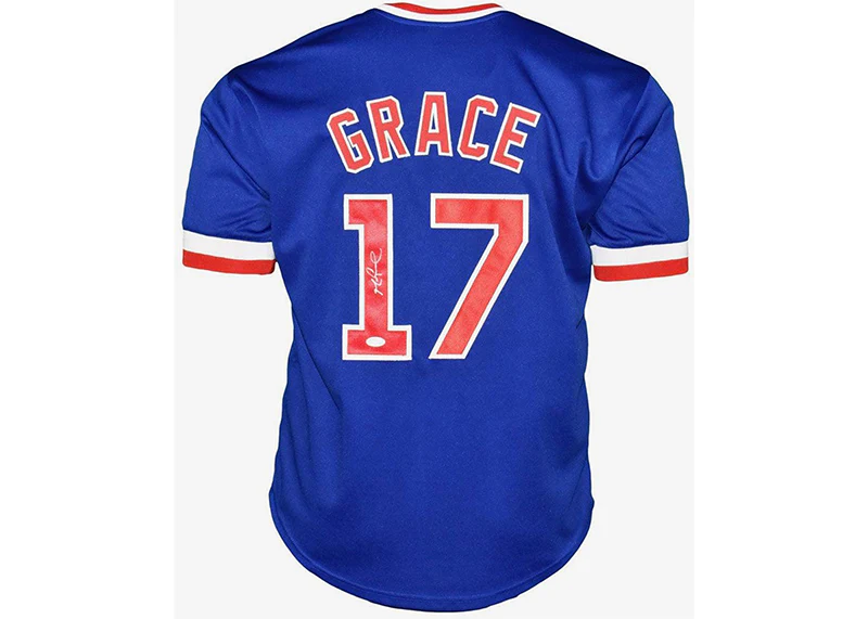Mark Grace Signed Custom Chicago Blue Baseball Jersey JSA