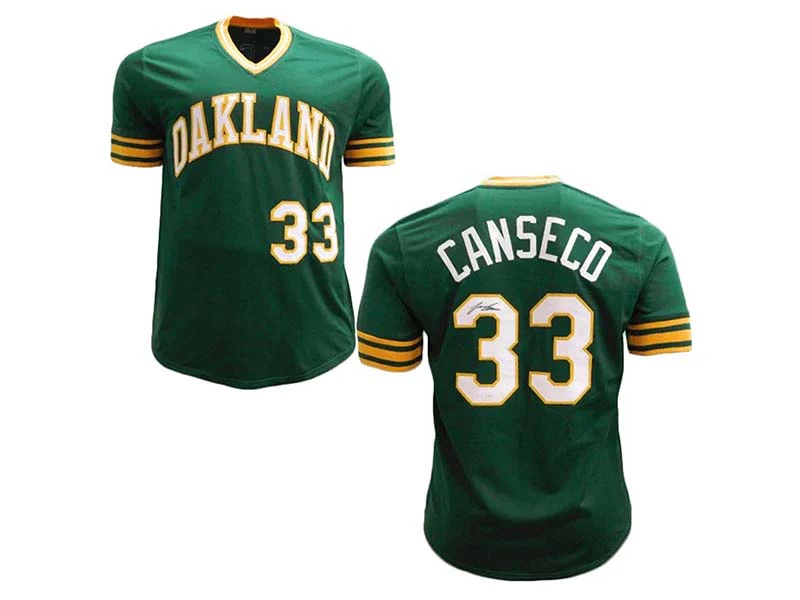 Jose Canseco Autographed Pro Style Green/Yellow Baseball Jersey (JSA)