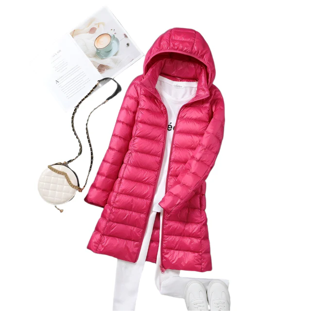 Vindt?t og Stilfuld Lang Dunjakke til Hverdagsbrug