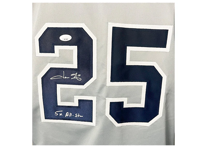 Jason Giambi Signed 5x All Star Insc Custom New York Grey Baseball Jersey JSA