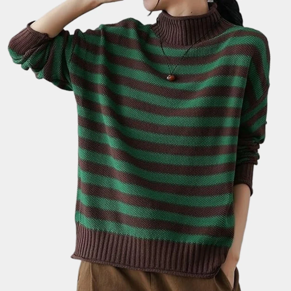 Bl?d og Hyggelig Strikket Sweater med L?s Pasform