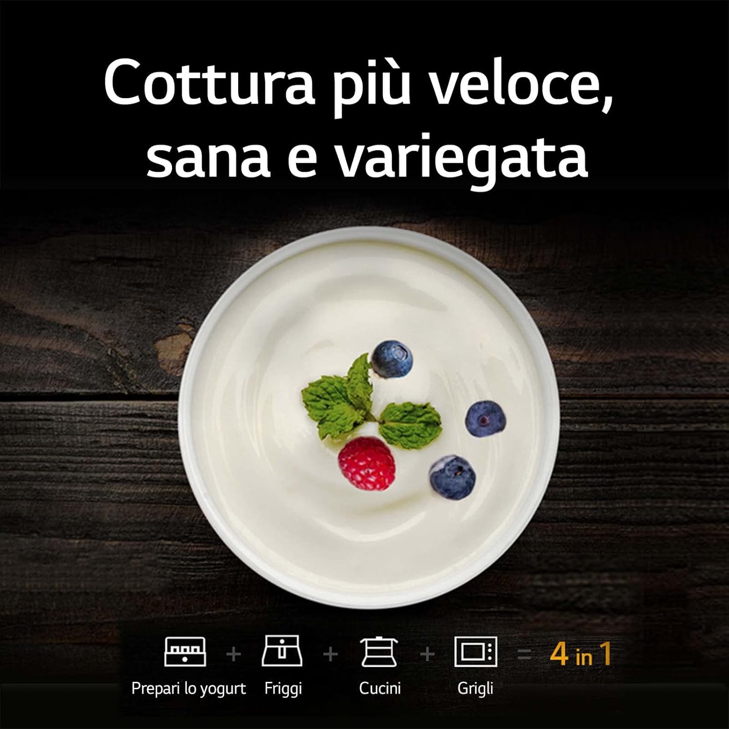 LG MH6336GIB ugn smart inverter mikrovågsugn med kvartsgrill, 23 liter, 1 000 W, automatiska program, 5 justerbara effektnivåer - rök svart